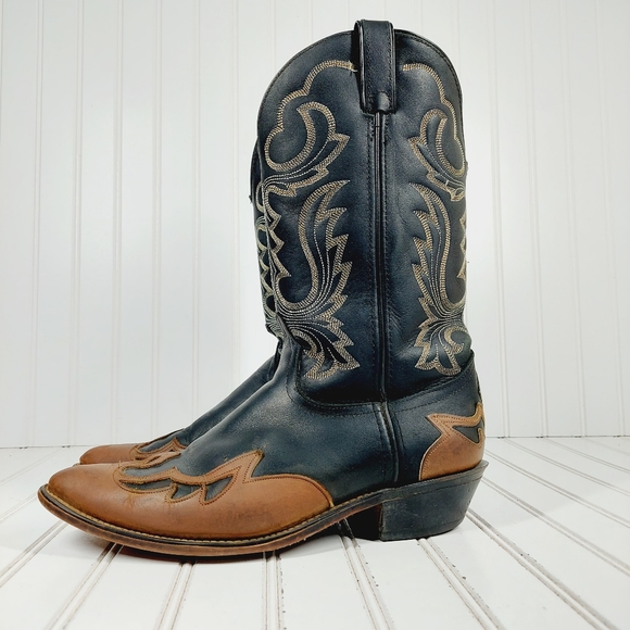 Laredo Shoes Laredo Black Leather Block Heel Western Boots A46